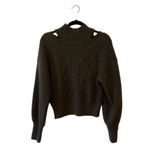 Express M dark green long sleeve sweater pullover knit cold shoulder cabincore